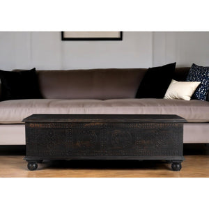 54\" HMS Black Solid Wood Distressed Lift Top Coffee Table