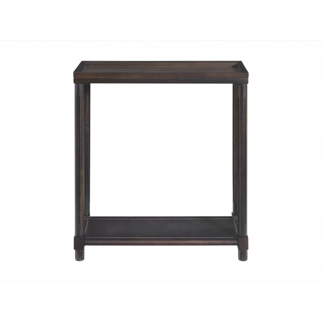 HMS 24\" Espresso Solid Wood End Tables with Shelf Set of Two Farmhouse Style Living Room and Entry Furniture