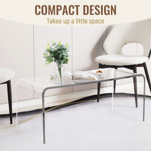 Acrylic Coffee Table 39.25\" Long 15mm Thick Rectangle Tea Table for Living Room Clear Acrylic Material