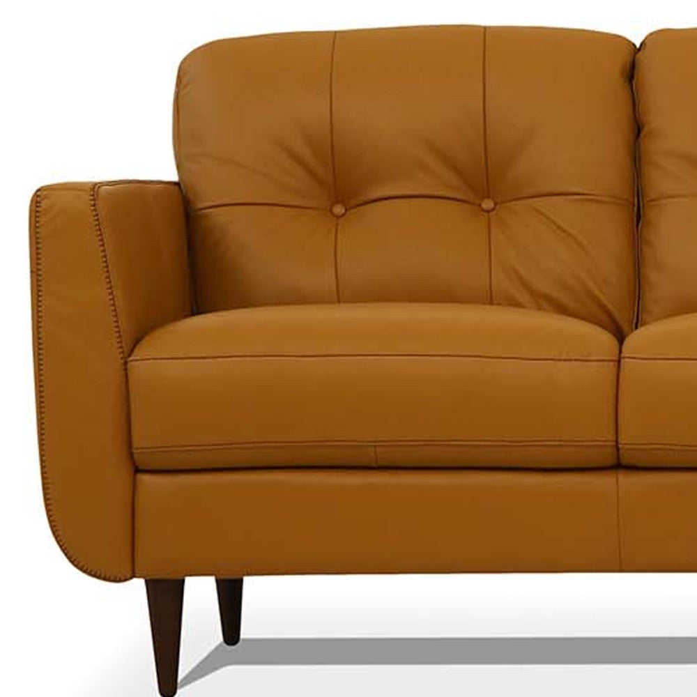 HMS 83 Orange Leather L-Shape Sofa with Black Legs Contemporary Living Room Furniture for Home Use