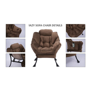 Living Room Chairs Modern Cotton Fabric Lazy Chair, Accent Contemporary Lounge Chair, Single Steel Frame Leisure Sofa Chair