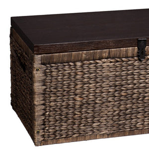 HMS 38 Traditional Brown Wood Wicker Coffee Table with Iron Convertible to Tea Table Living Room Furniture Drawers for Entry Use