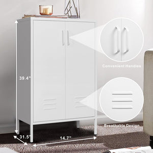 White Kitchen Pantry Storage Cabinet Tall Steel Cabinet Locker for Kitchen  Living Room Dining Room