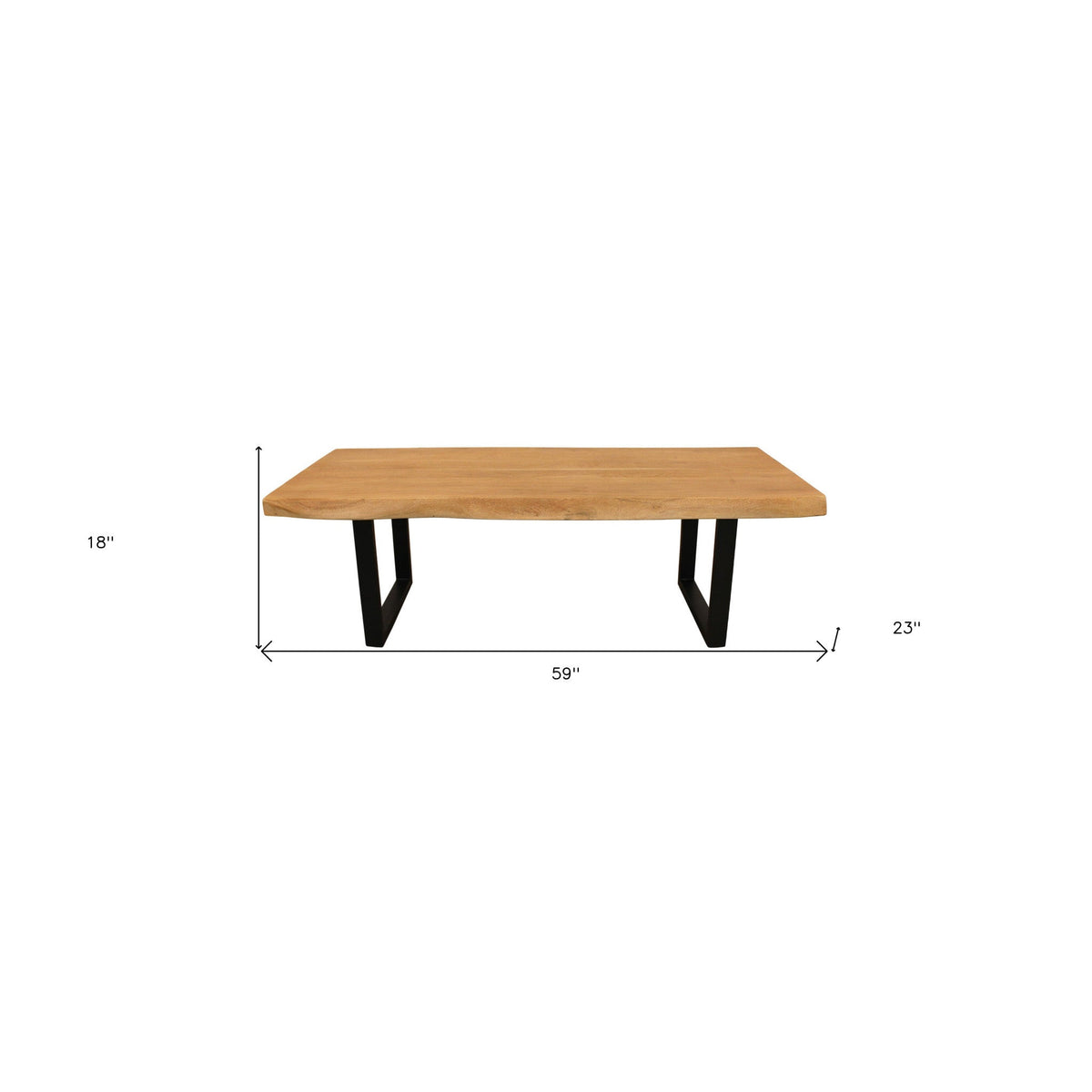HMS 59 Live Edge Coffee Table with Natural Solid Wood and Black Iron Unique Natural Beauty and Durability
