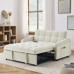 Loveseats Sofa Bed with Pull-out Bed,Back and Two Arm Pocket,Type C and USB Charging