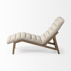HMS 54 Cream and Brown Fabric Tufted Lounge Chair for Living Room