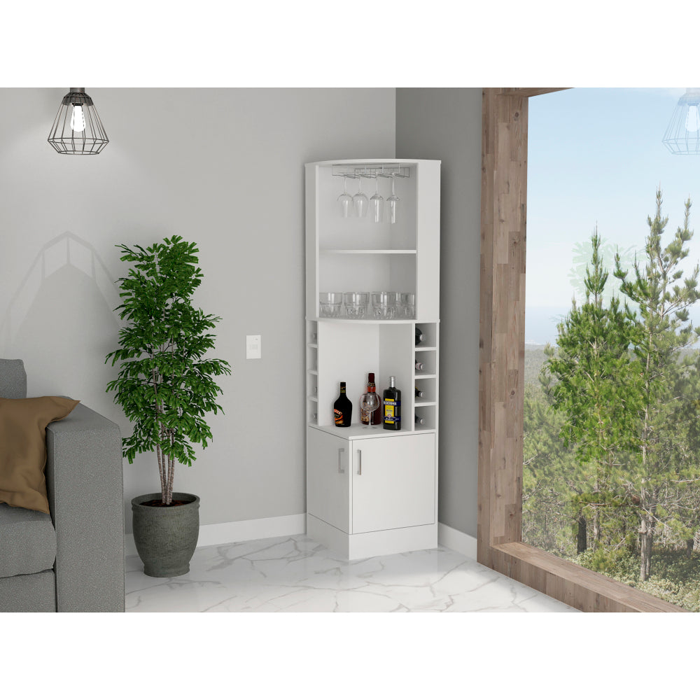 Seattle Bar Cabinet, Eight Bottle Cubbies, Two Large Open Shelves