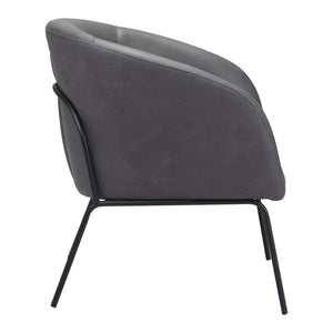 HMS 28\" Gray & Black Faux Leather Club Chair with Upholstered Seat Elegant Living Room Chair