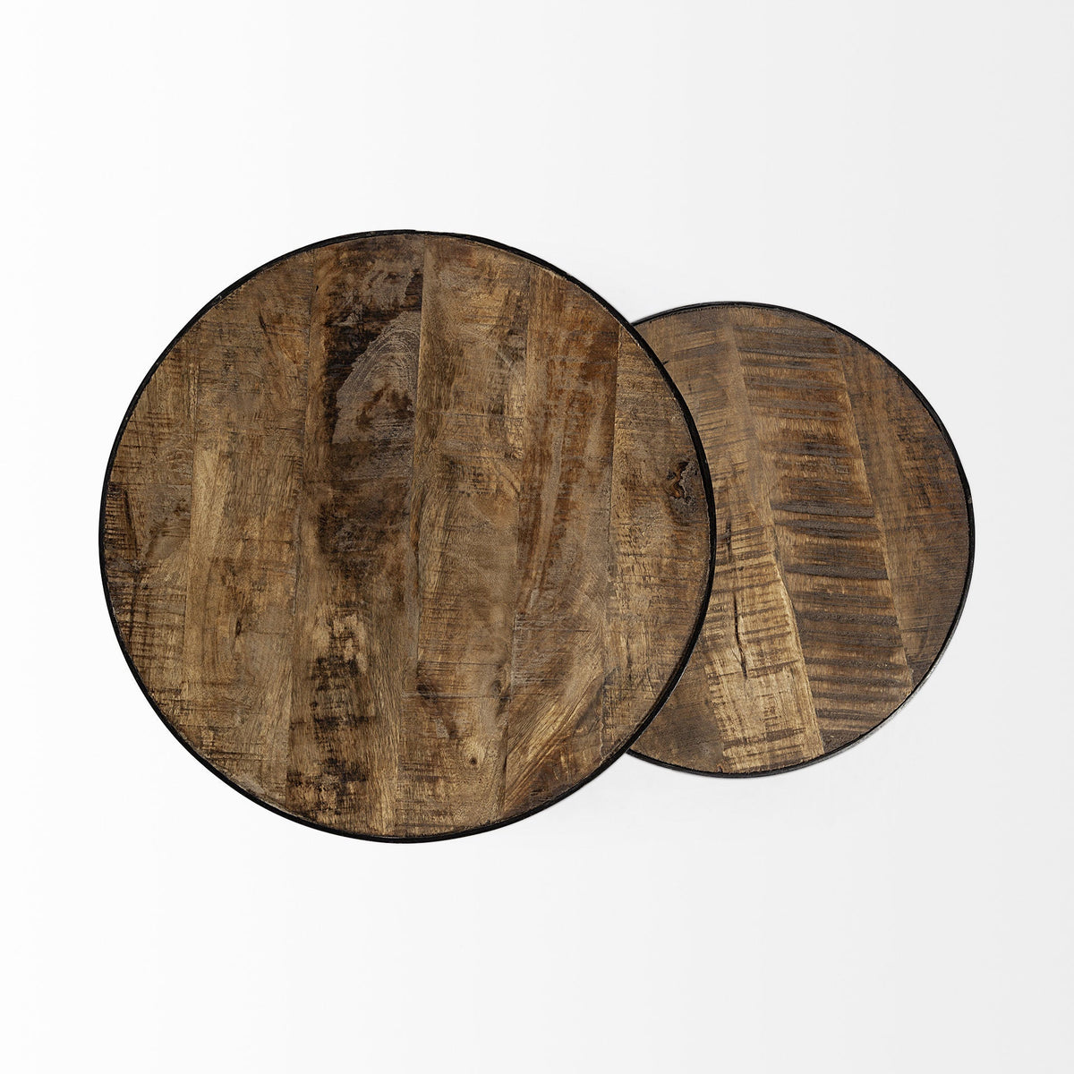 Set of Two 26\" Solid Wood Round End Tables in Black and Brown HMS Coffee Tables
