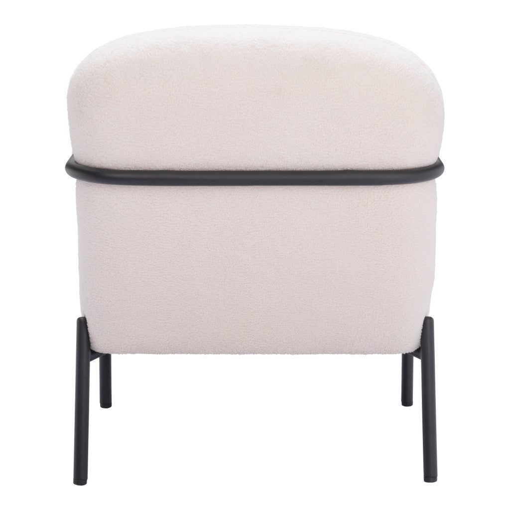 HMS 26\" Ivory Black Sherpa Faux Shearling Arm Chair Reclining Feature for Home Office Living Room Modern Design Home Furniture