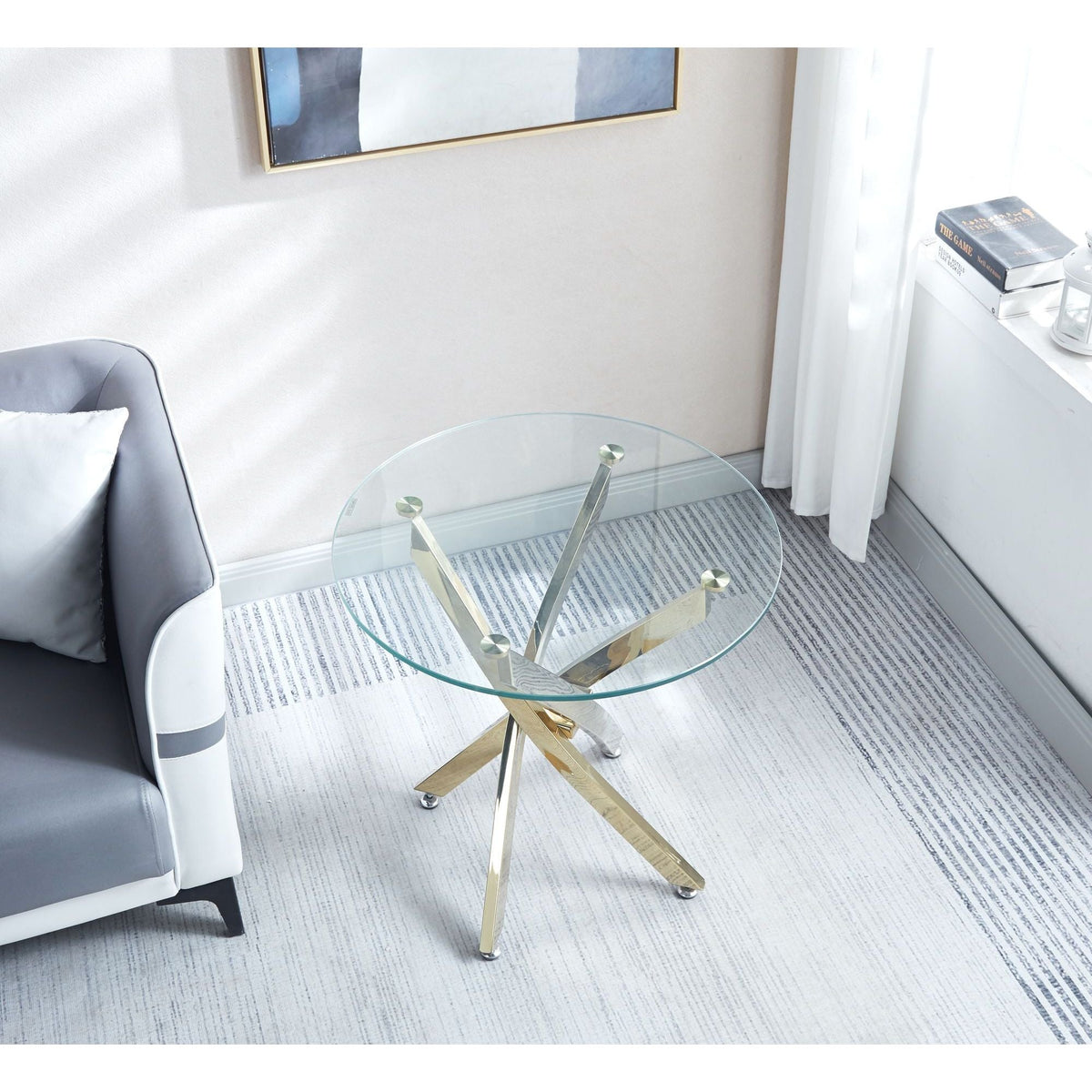 Modern Round Tempered Glass Coffee Table with Chrome Legs