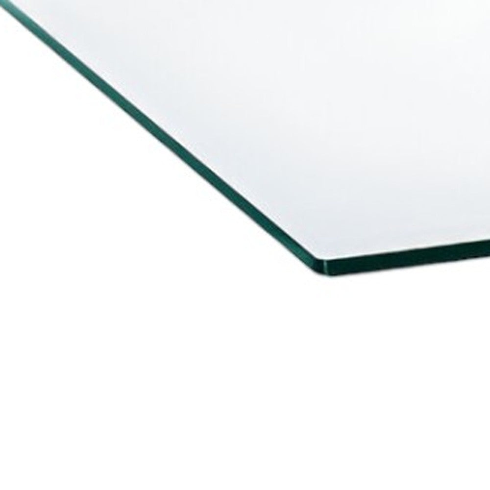 HMS 47\" Clear and Silver Glass Coffee Table with Steel Cross Legs