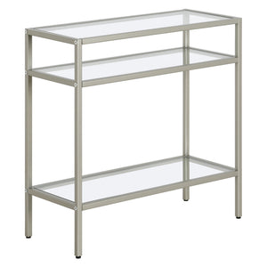 HMS 24\" Nickel Steel End Table with Two Clear Glass Shelves Console Tables