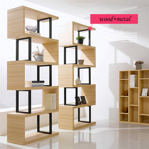 YQ FOREVER Modern Wooden Bookshelves Corner Desk Bookcase Combination Wood MDF Display Rack