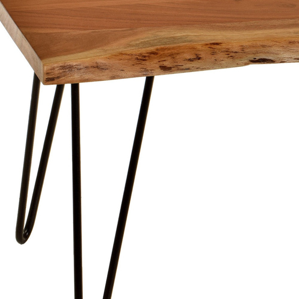 HMS 42\" Solid Wood and Iron Coffee Table in Natural and Black Premium Product Category
