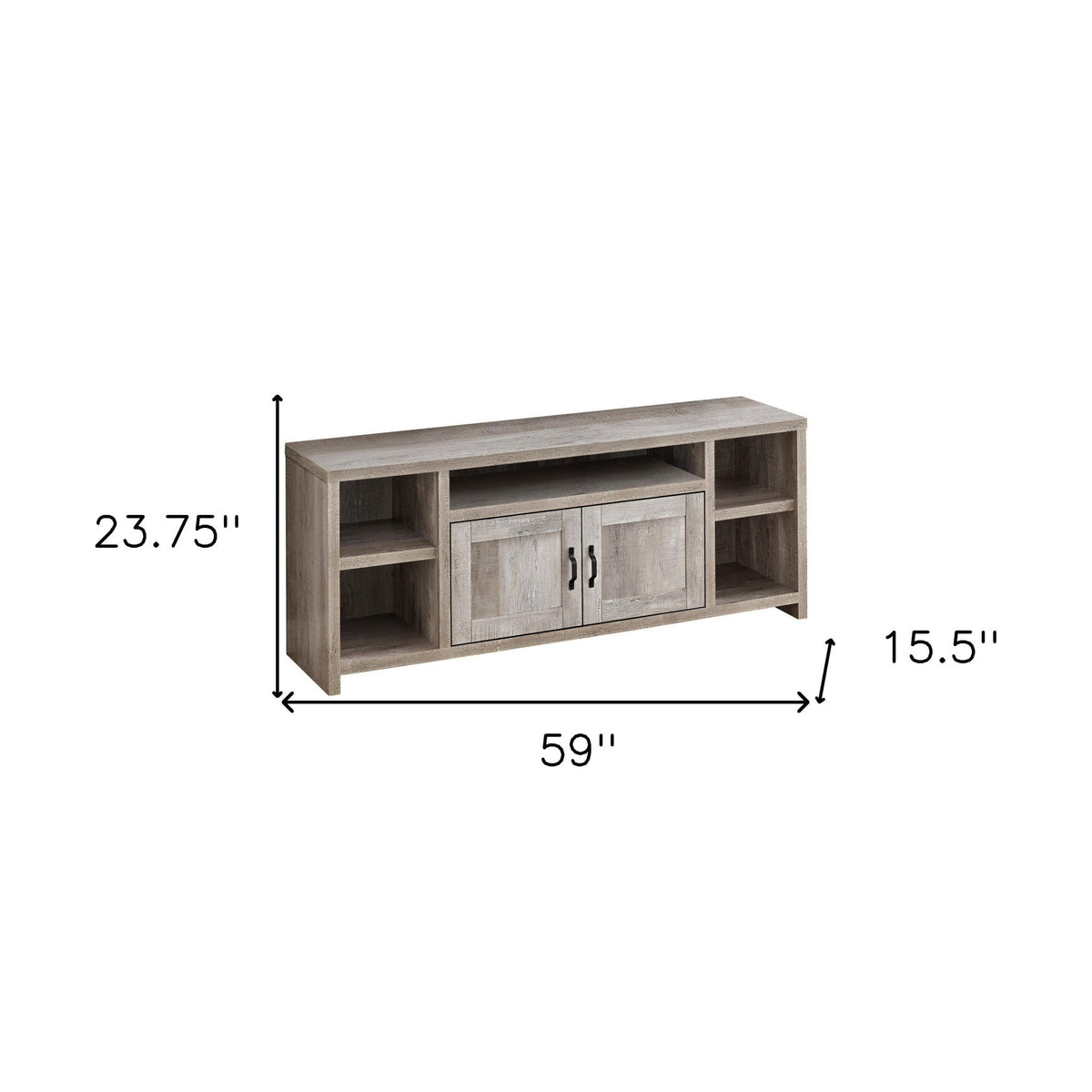 HMS 59 Taupe Distressed Wood TV Stand with Enclosed and Open Storage Elegant Home Entertainment Furniture