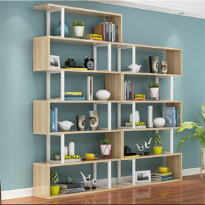 YQ FOREVER Modern Wooden Bookshelves Corner Desk Bookcase Combination Wood MDF Display Rack