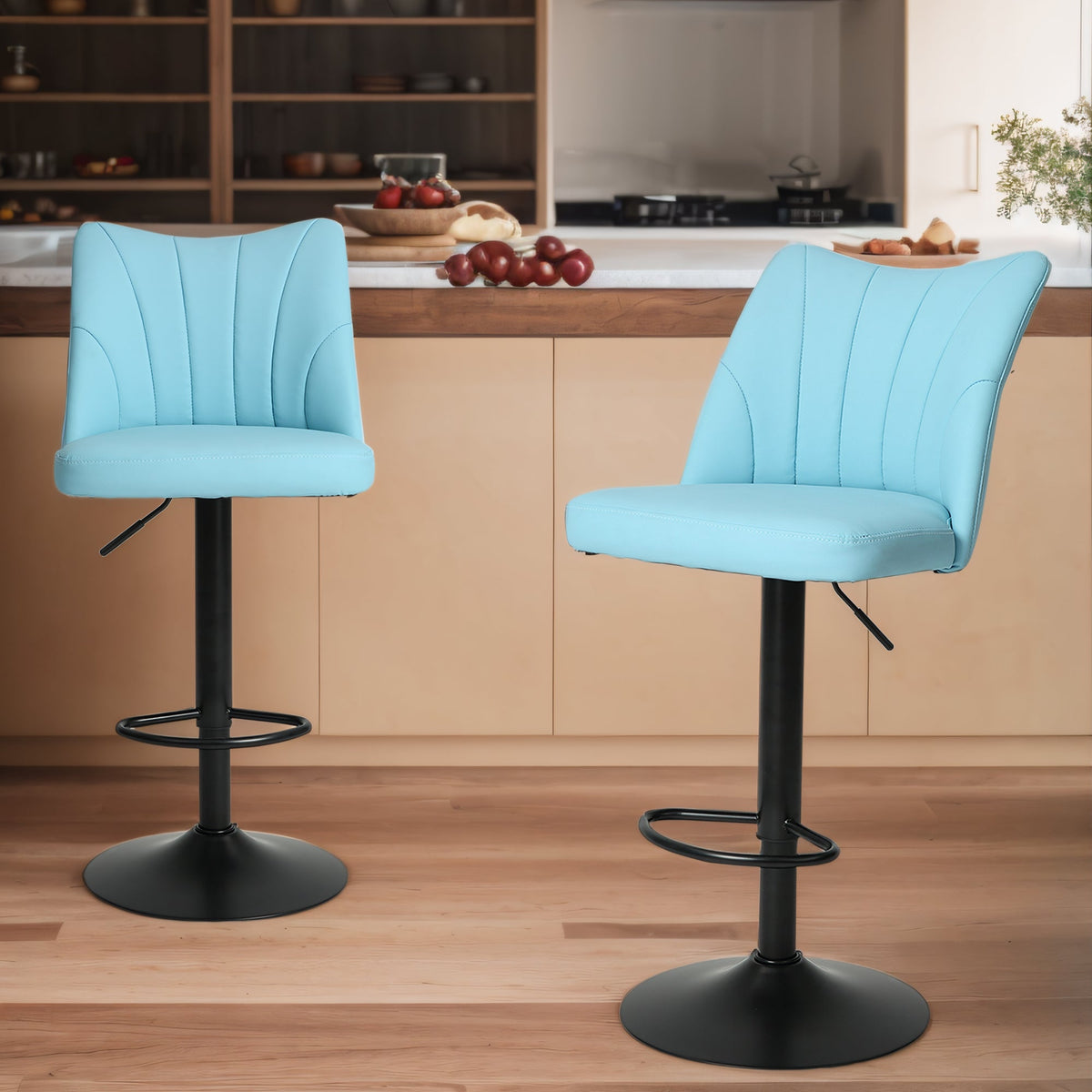 Counter Stools,Set of 2 Bar Stools with Back and Footrest, Modern Metal Counter Height Barstools for Kitchen Home Bar