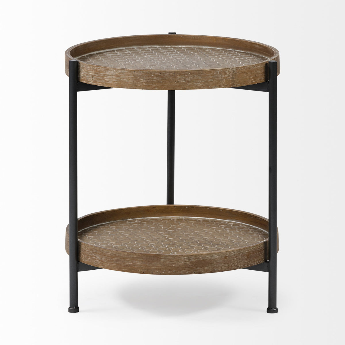 HMS 19\" Solid Brown Wood Round End Table Elegant Console Tables
