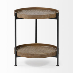 HMS 19\" Solid Brown Wood Round End Table Elegant Console Tables