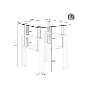 New Durable Design White Tempered Glass Side Table Bed Side Table for Living Room Furniture