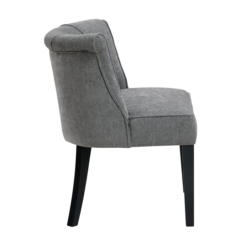 Foam Cushion Seat 1pc Accent Chair Curved Back Charcoal Fabric Upholstered Espresso Finish Legs