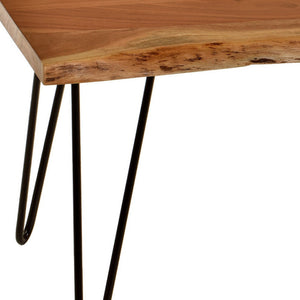 HMS 42\" Solid Wood and Iron Coffee Table in Natural and Black Premium Product Category