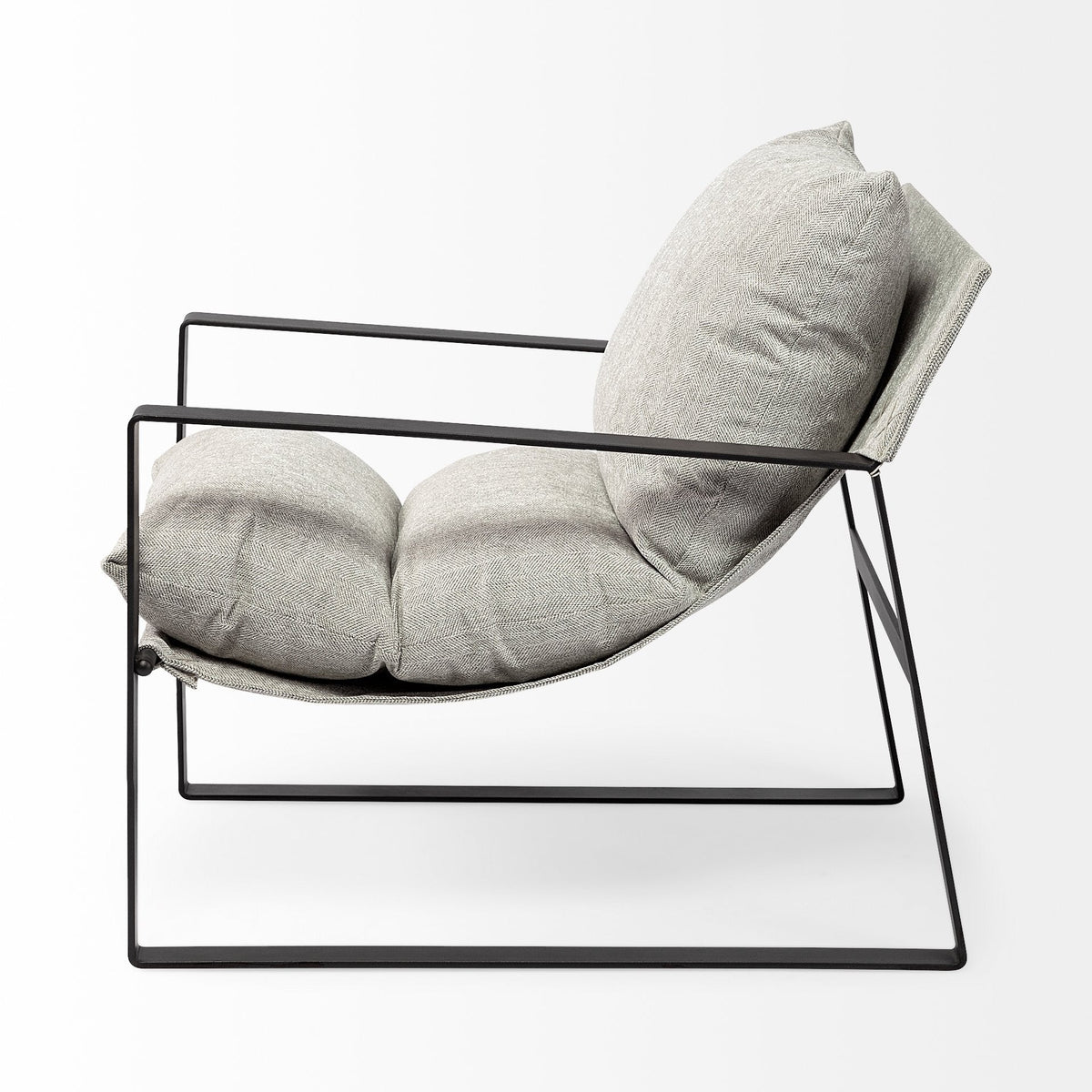 HMS 35 Wingback Chair in Gray and Black Fabric Elegant Living Room Furniture