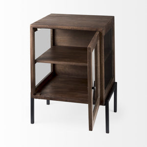 HMS 24\" Brown Solid Wood Square End Table Convertible Farmhouse Style Living Room Side Table