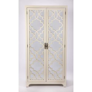 HMS Morjanna White Tall Cabinet Solid Wood MDF Antique Design Style for Home Hotel Villa Living Room Dining Room Furniture