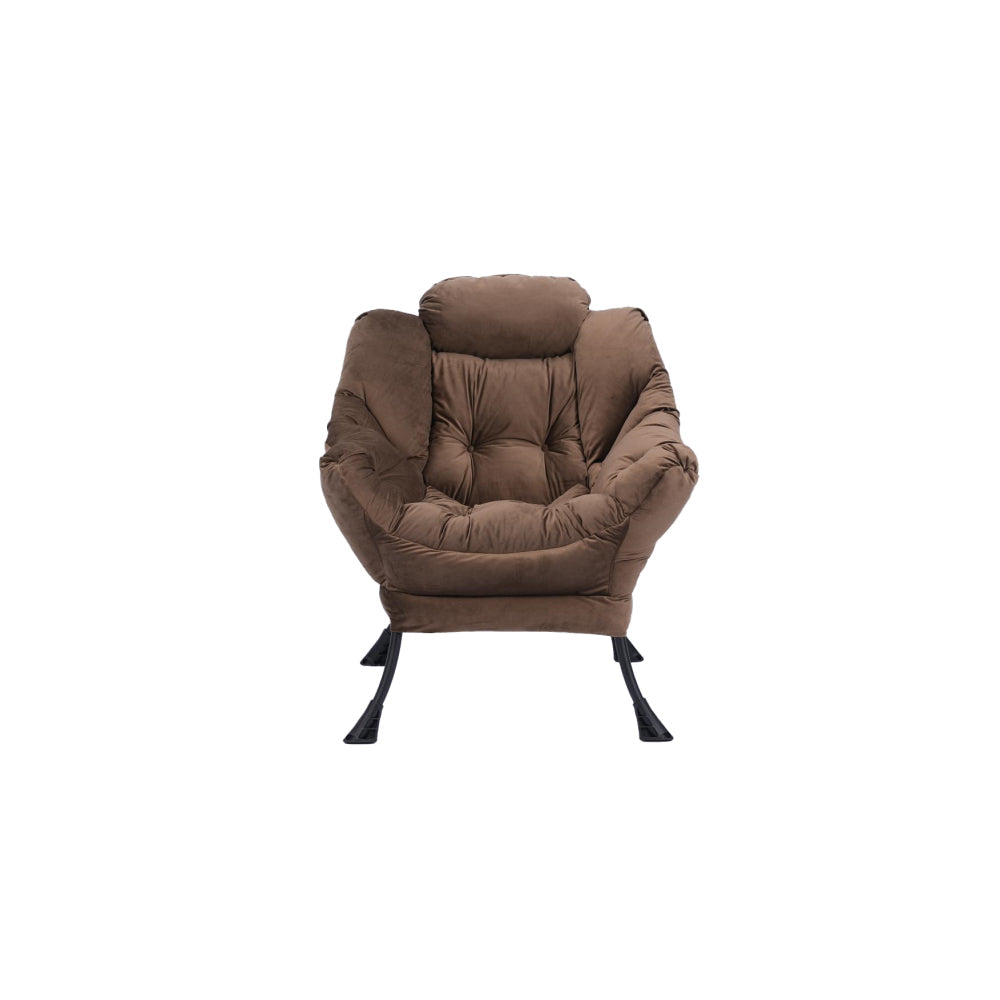 Living Room Chairs Modern Cotton Fabric Lazy Chair, Accent Contemporary Lounge Chair, Single Steel Frame Leisure Sofa Chair