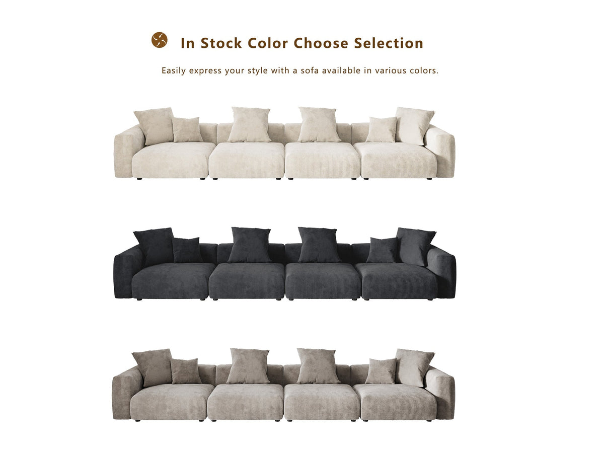 American Vacuum Compressed Black Modular Sectional Sofa Couch Large Corduroy Fabric Sofa Set