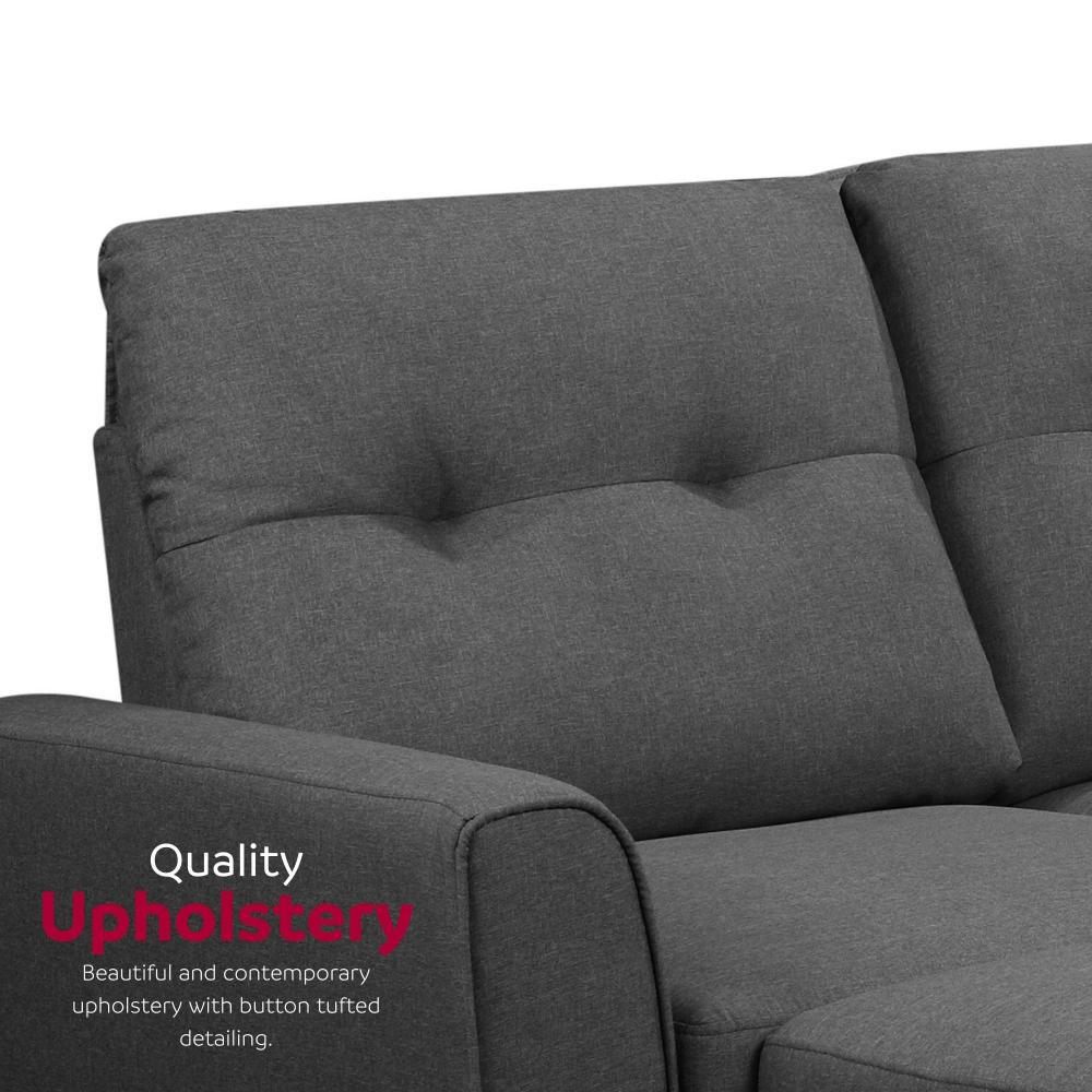 Living Room L-Shaped Sleeper Sofa Lounger, Right-Facing Storage Chaise Convertible Couch, Grey