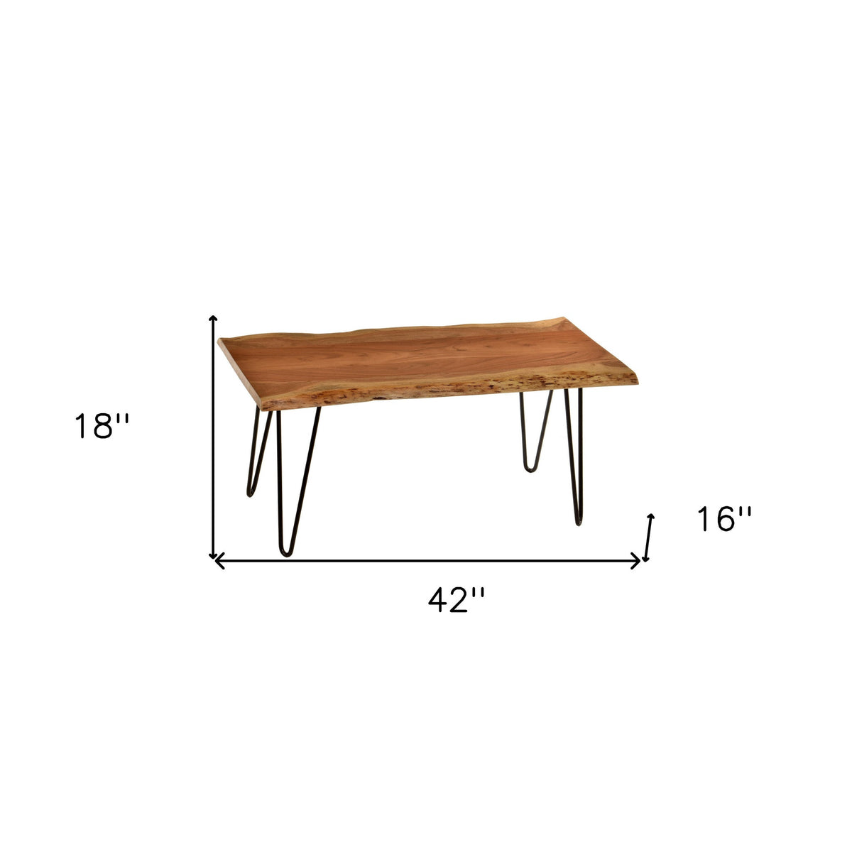 HMS 42\" Solid Wood and Iron Coffee Table in Natural and Black Premium Product Category