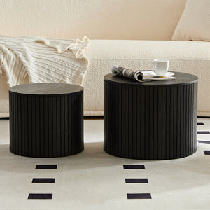 Nested Table Set 2 Pieces, MDF Coffee Table Set Living Room/lounge Area, Black
