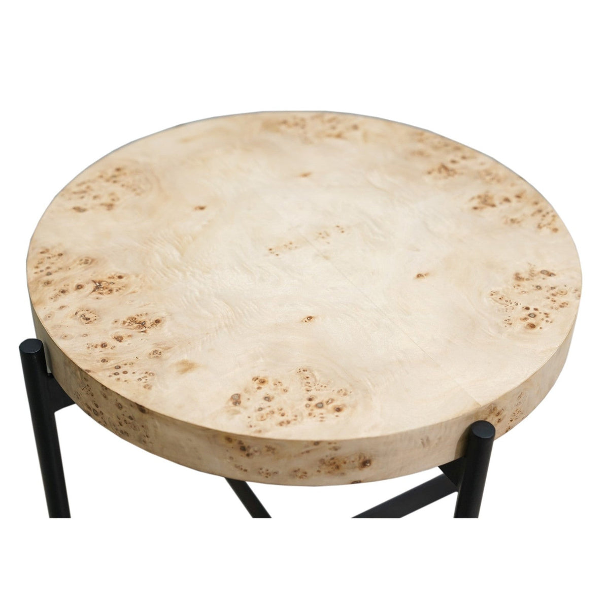 HMS 22\" Black and Brown Wood and Metal Round End Table Stylish Coffee Table with Unique Color Combination