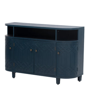 Curved Design Storage Cabinet Featuring Four Doors and Adjustable Shelves Suitable for Corridors Entrances and Study