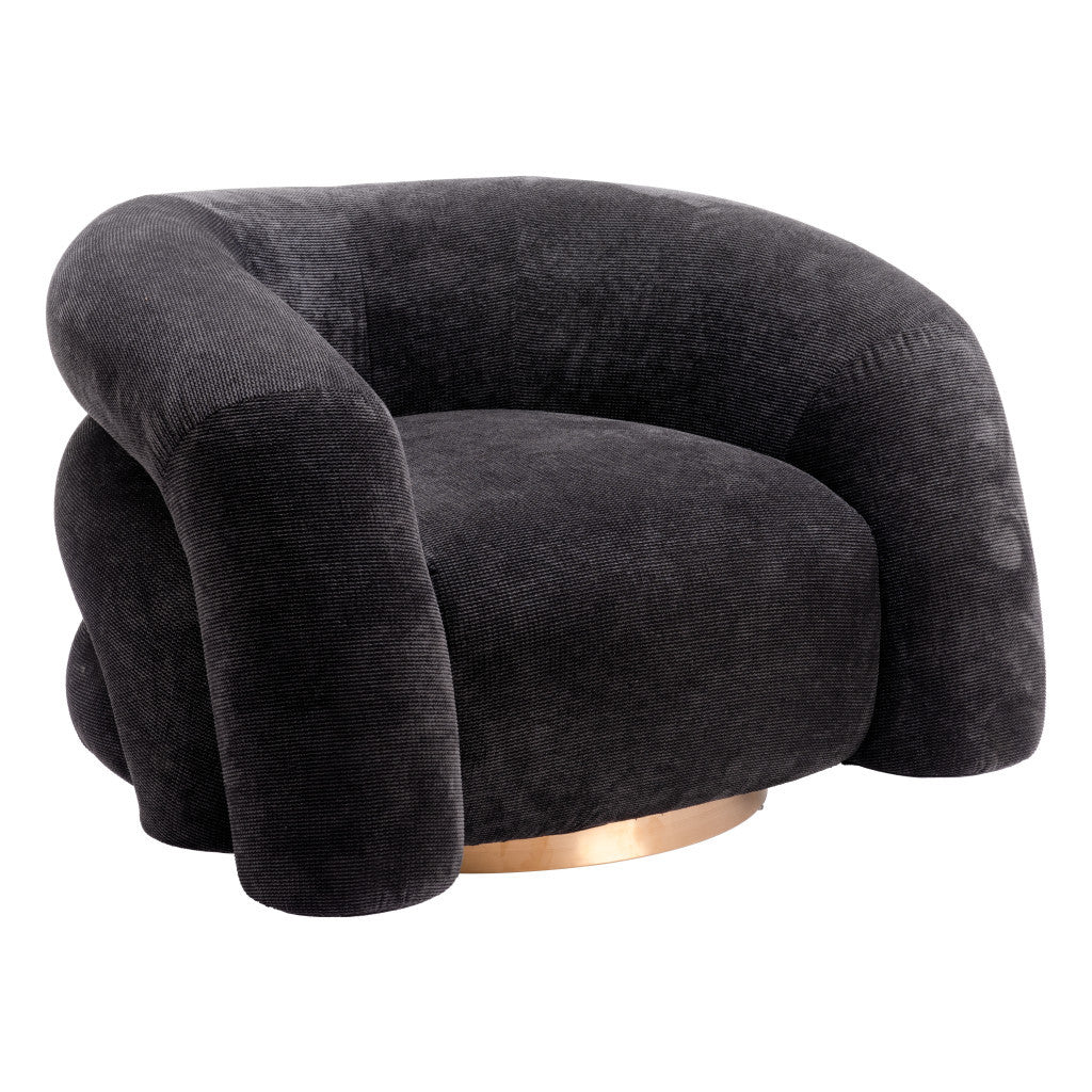 HMS 37 Black and Gold Faux Shearling Arm Chair with Upholstered Accent Elegant Living Room Furniture