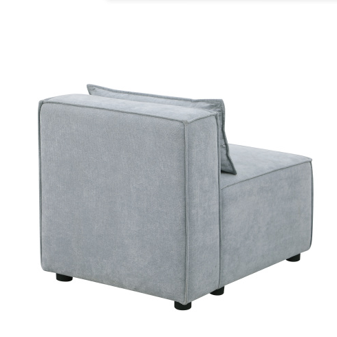 Simple and Grand 3-Seater Modular Sofa in Grayish Blue Chenille Fabric Soft Seat Back Knock FCJ Version