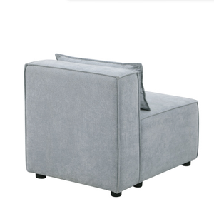Simple and Grand 3-Seater Modular Sofa in Grayish Blue Chenille Fabric Soft Seat Back Knock FCJ Version