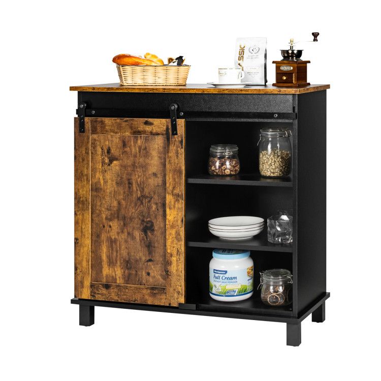 Industrial Sliding Barn Door Storage Cabinet for Living Room