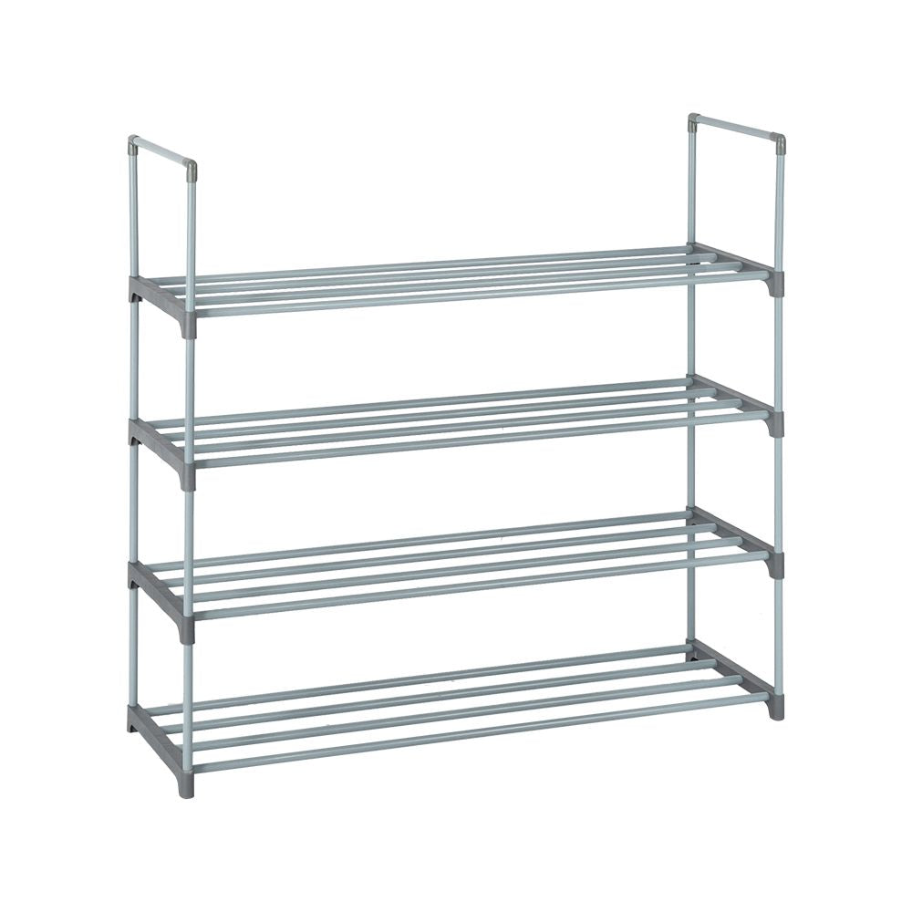 2 Set Gray 4-Tier Shoe Rack Tower Shelf Storage Organizer for Bedroom Entryway or Hallway Closet