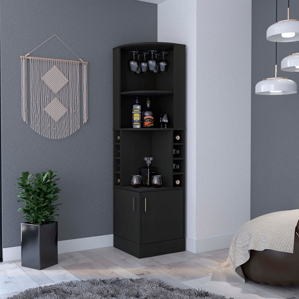 Seattle Bar Cabinet, Eight Bottle Cubbies, Two Large Open Shelves