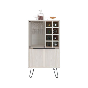 Sleek Gassville Bar Cabinet for Living Room with Wine Glass Rack Bottle Storage Glass Door
