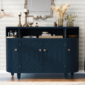 Curved Design Storage Cabinet Featuring Four Doors and Adjustable Shelves Suitable for Corridors Entrances and Study